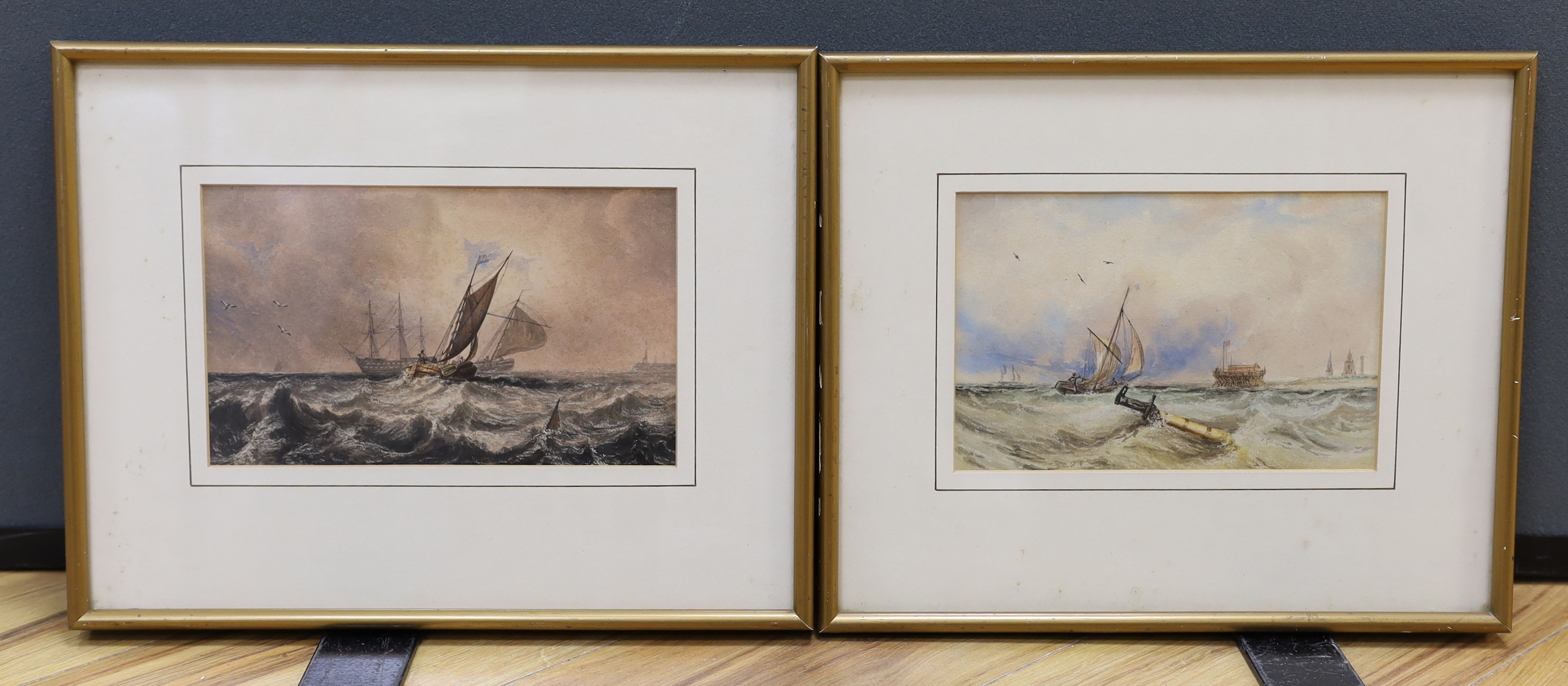 Julia Lowther (19th/20th. C) pair of watercolours, Shipping, one inscribed verso ‘from Hastings’, 23 x 14cm